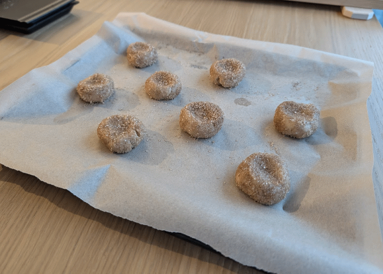 Raw cookies on baking tray ready to go in the oven